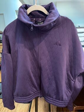 Adidas Women’s Quilted Full Zip Track Sweatshirt Purple Sz S